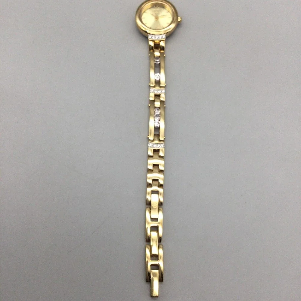 Elgin Womens Watch 20mm Gold Silver Tone Diamond Bracelet New Battery 8.25